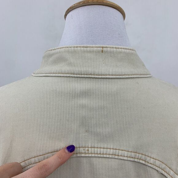 Gap Stretch Corduroy Jacket Womens XL Extra Large Ivory Button Up Chest Pockets - Picture 7 of 15